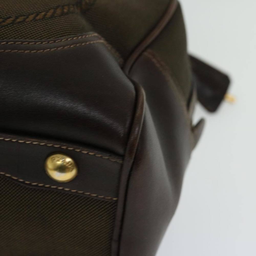 PRADA Mini Boston Bag Boston Bag Canvas Leather Brown Auth hk1091 - Picture 9 of 16